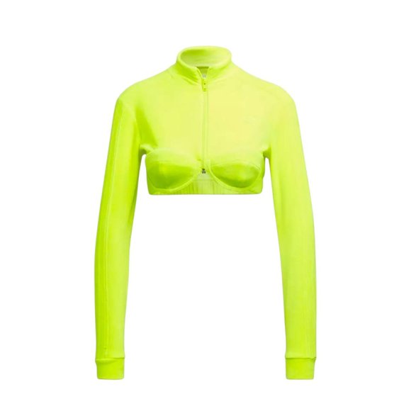 Adidas Originals x Jeremy Scott Velour Track Jacket Womens Size M Neon Yellow - Picture 7 of 8
